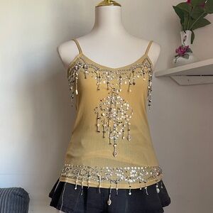 vintage Embellished Gold Women's Top